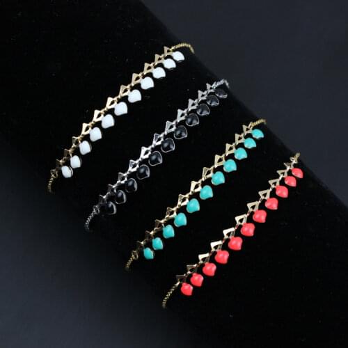 Korean version of popular jewelry fashion real gold-plated jewelry womens simple dripping oil love bracelet paint bracelet