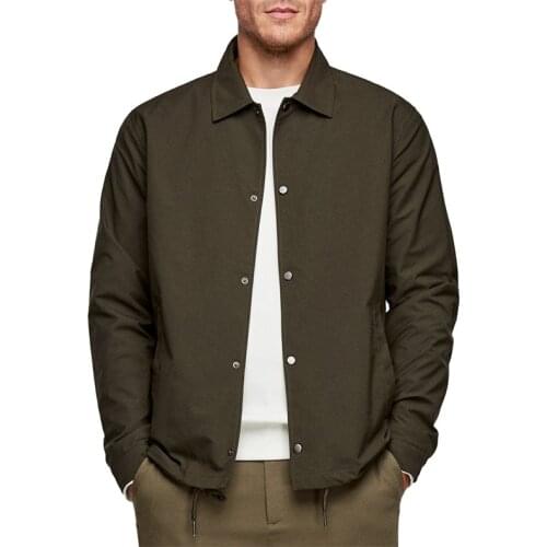 OEM army green windbreaker men coaches jacket with long sleeves