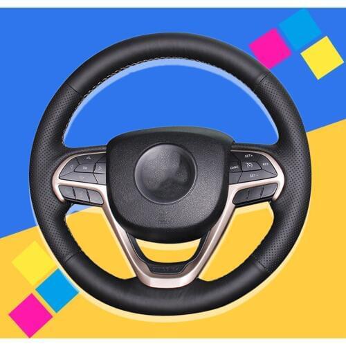 Auto Braid On The Steering Wheel Cover for Jeep Grand Cherokee 2014-2016 DIY Car Wheel Covers Interior Accessories Car-styling