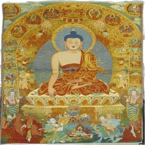 Brocade painting Gold silk weaving Thangka Nepal Thangka Sakyamuni Buddha