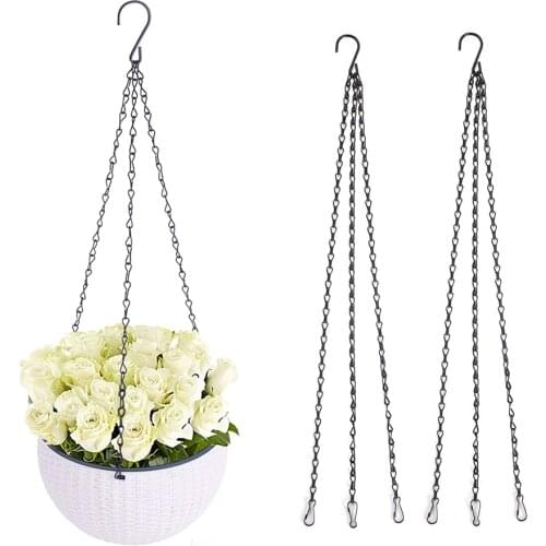 3 Points Garden Plant Hanger 50cm Black Hanging Chain Flowerpot Iron Sling Chain for Bird Feeder Planters Lantgerns and Ornament