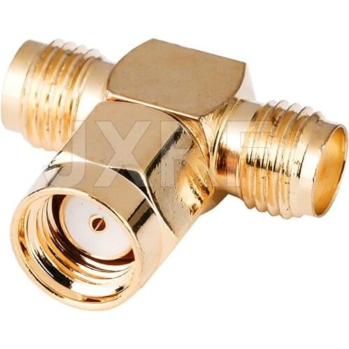 RP SMA 3 Way Adapter RP SMA Male to 2 SMA Female (3 female pin) T type Connector