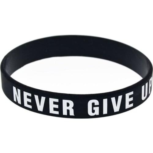 Motivational Silicone Wristband Never Give Up Colored Lettering Inspirational Bracelet Elastic Sports Rubber Band Gifts