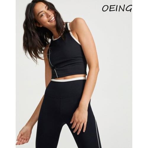 Sport Yoga Workout Leggings Set Seamless Patchwork Tank Crop Tops Jogging Suits Women 2021 Tights Gym Clothing