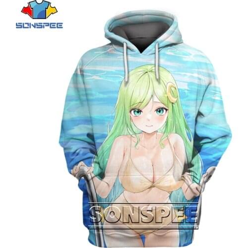 SONSPEE 3D Anime Cartoon Loli Print Hoodie Autumn And Winter Mens Ladies Campus Sexy Maid Otaku Loose Casual Sweatshirt
