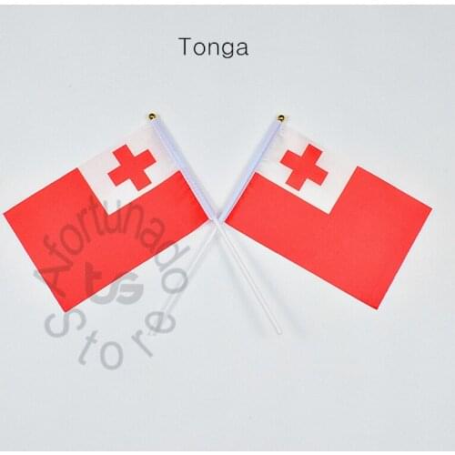 Tonga flag Banner 14*21cm hand waving National flag Home Decoration flag banner
