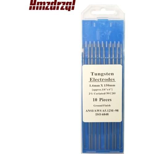 WC20 10 Piece Gray Color 1.6mm*150mm 1/16''x6'' Ceriated Tungsten Electrode Head Tungsten Needle For Welding Machine