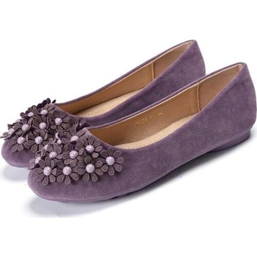 YAERNILarge Size Women Loafers Flat Shoes Casual Slip On Ballerina Shoes Flowers Moccasins Round Toe Shallow Single Lady Footwea