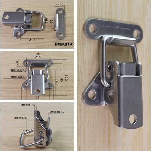 Stainless steel Wooden box Locking Hasps Latch Industrial Tool Suitcase Metal Fixed Buckle lock Furniture Hardware Accessories