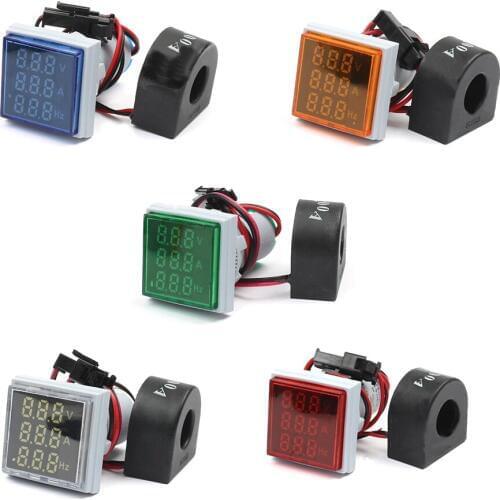 1Pcs minimum Digital LED Voltage+Current+Frequency meter AC 60-500V 100A 20-75Hz colorful Indicat Digital 3in1