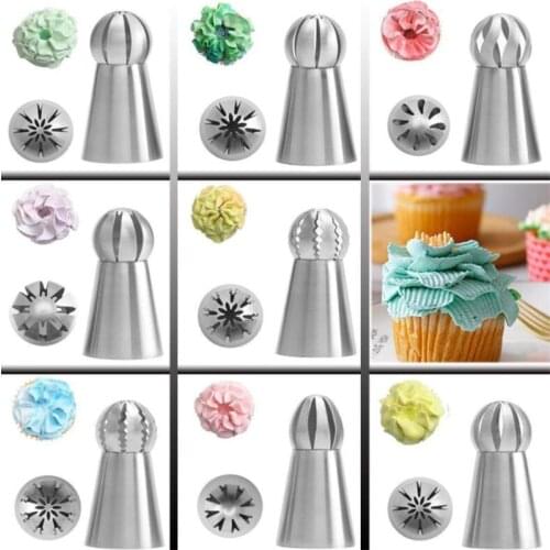 1Pcs New Russian Spherical Ball Stainless Steel Flower Cake Nozzles Icing Piping Decorating Tips Bake Tools Sphere Shape Cream