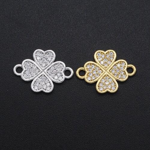 12x16mm 100% CZ Zircon DIY Jewelry Flower Connectors Charm Wholesale Fashion Jewelry Accessories Custom Orders Welcome