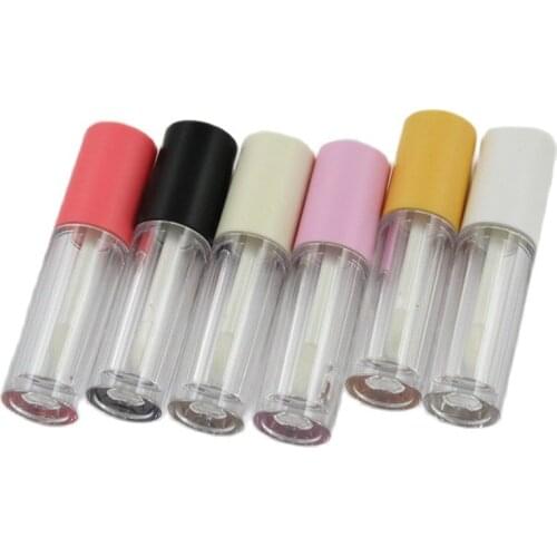 50/100pcs Transparent Lip Gloss Wand Tube 3.5 ML White Pink Purple Yellow Black Cap DIY Clear Lip Balm Lipgloss Container Sample