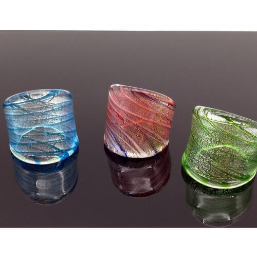 6pcs Gold Foil Lampwork Glass Murano Ring 3 Color 17-19mm CHIC
