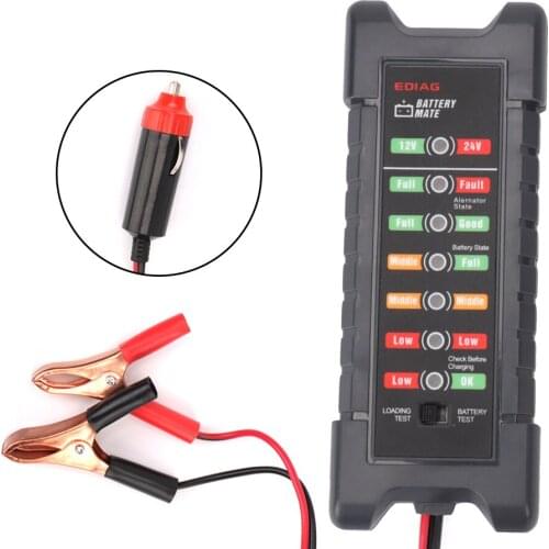 7 LED Lights Display Quick Cranking tester Alternator 12V 24V Car Battery Tester Auto Car Diagnostic Tool
