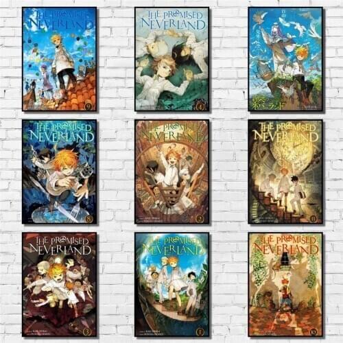 Anime The Promised Neverland Whitepaper Poster Cartoon Painting Abstract Funny Fancy Wall Sticker for Coffee House Bar