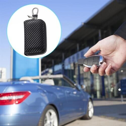 Car RFID Signal Blocking Cover Shielding Zipper Box Key Bag Remote Control Key Shielding PU Leather GPS Shielding Shell