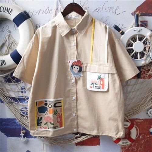 2021 Spring Autumn Preppy Style Loose Japanese Uniforms Jk School Girls Long Sleeve Embroidered BLOUSE and Blouses