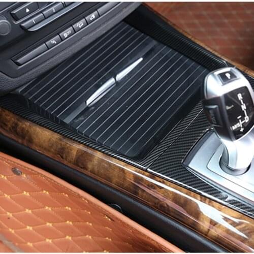 Center Console Water Cup Holder Frame Decoration Cover Trim For BMW X5 E70 2008-2013 Carbon Fiber Color Interior Accessories