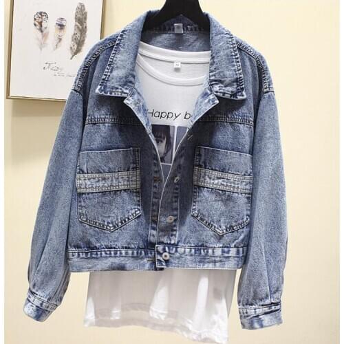Denim Jacket Women Spring Coat Ripped oversized Outerwear Coats Windbreaker Boyfriend Female Jeans Jacket Plus Size