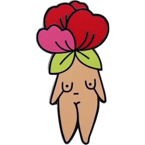 Flower girl-body feminist art enamel pin positive Bachelorette girl power decor