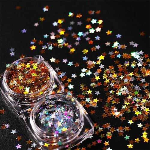 Holographic Laser Star Nails Glitter Powder Silver Gold Sequins Polish Gel Paillette Nail Art Accesorios Decorations Manicure