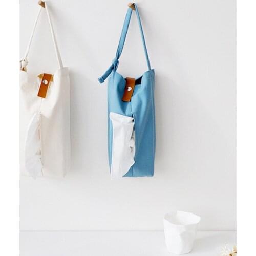 Canvas Simple Tissue Box Cover Handkerchief Napkin Holder Cover Cosmetic Box Case Pouch Organizer Home Office Car Accessories