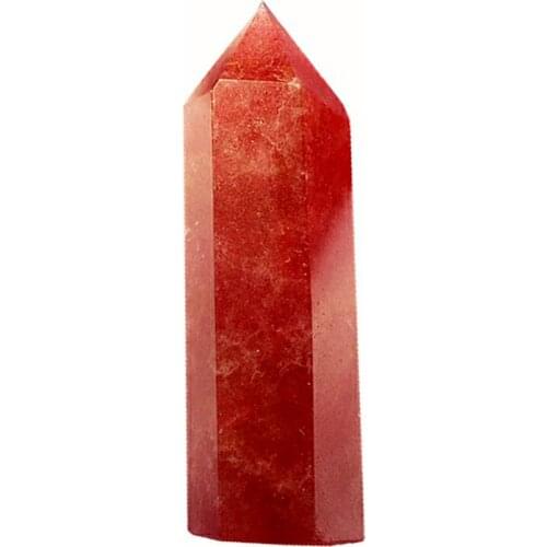Beautiful 1pc Natural Hand Carved Red Strawberry Crystal Point Quartz Healing Energy Stone for Home Decor Natural Quartz Crystal