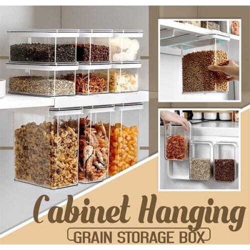 Kitchen Cabinet Hanging Grain Storage Box Wall-mounted Food Storage Cans Food Storage Container Refrigerator Sliding Sealed Jar