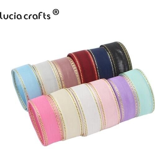 Lucia crafts 5yards/10yards 15mm Organza Ribbons for Wedding Home Decor DIY Sewing Wrapping Materials Accessories P0101