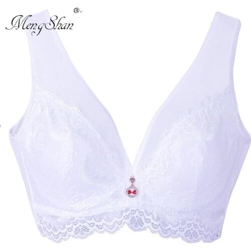 MengShan New Slim Sexy Lace bra Comfortable and fat mm lingerie femme Large size without sponge Large Underwear