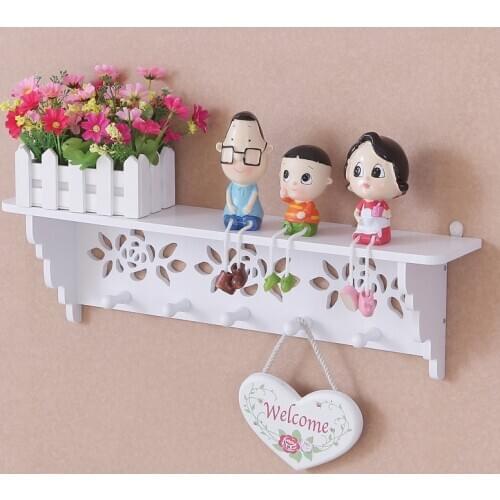 Sweet Home Shelves Filigree Style Cut Out Design Wall Shelf Candle Home Hat Key Storage Holder Hooks Rack Hange