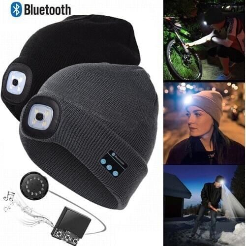 Thefound 2020 Fashion Warm Beanie Bluetooth LED Hat Wireless Smart Cap Headset Headphone Speaker