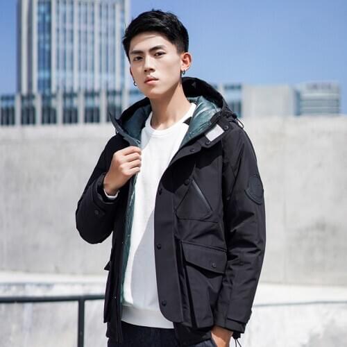 Fashion High-End New Mens down Jacket Gray Duck down Hooded Casual Coat Clothes