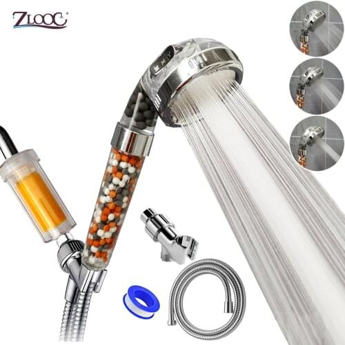 Zloog Bathroom Shower set 3 modes Jetting Spa Shower Head Vitamin C Filter Aroma Anion Shower Head Set for Skin Hair Care