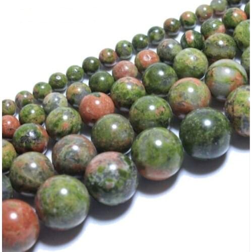 Natural Unakite Beads Round Loose Stone DIY Bracelet Necklace Jewelry Making