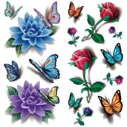 Wholesale New Update 1000pcs Ultra-high Definition 3D Temporary Tattoo Animal 19cm Cherry Sexy Lip Cartoon Flower Body Tatuajes