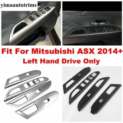 Inner Door Armrest Window Lift Button Control Panel Cover Trim Carbon Fiber Look / Matte Interior For Mitsubishi ASX 2014 - 2021
