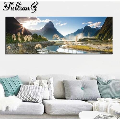 FULLCANG Milford Sound full square round drill diamond embroidery sale 5d diy large mosaic painting wall decoration FC3727