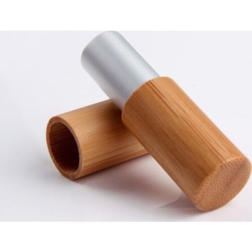 Empty 5ml Bamboo Cosmetic Packaging For Lipstick Customize Logo Bamboo Lip Balm Packaging Makeup Tube Bottles Wholesale