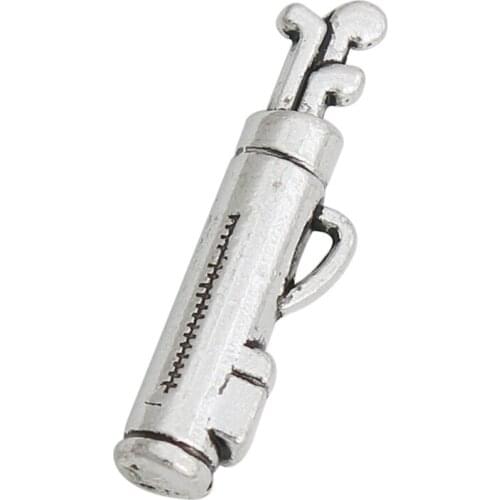 RAINXTAR Fashion Antique Silver Color Golf Club Bag Charms For Golf Sport 7*24mm 50pcs AAC1365