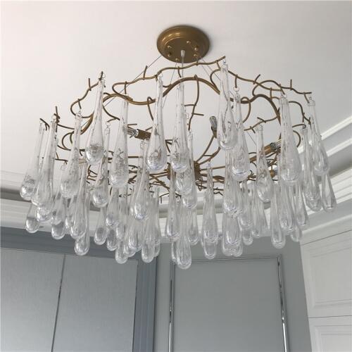 Luxury all-copper tree light crystal chandelier Water droplets LED lamps For Art Hotel Parlor Home lighting Suspension PA0098