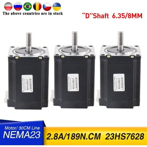 Free shipping 3pcs 23HS7628 Nema23 Stepper Motor 270 oz.in=1.9NM single shaft 2.8A 189N.cm for 3D printer accessories