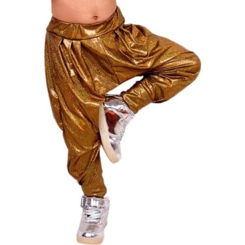 2019 New Fashion Kids Harem Hip Hop Dance Pants Childrens Clothing Sweatpants Performance Costume sports Colorful Gold trousers