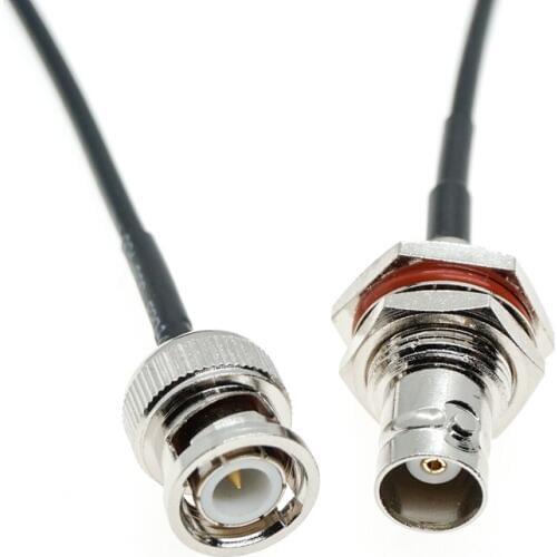 BNC Male Plug To BNC Female Connector Nut Bulkhead Jack Adapter Jumper Cable RG174 Pigtail