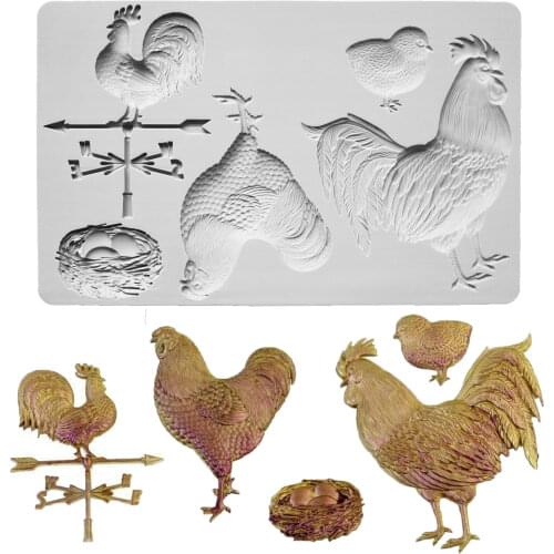 Rooster & Chick Silicone Mold Fondant Mould Cake Decorating Tools Chocolate Gumpaste Molds, Sugarcraft, Kitchen Gadget