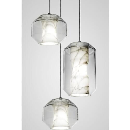 Nordic postmodern restaurant bar bedroom bedside glass imitation marble pendant lamp E27