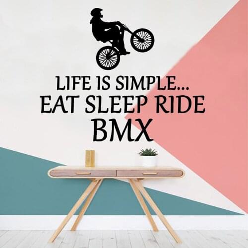 Modern eat sleep ride bmx Removable Art Vinyl Wall Stickers For Kids Rooms Nursery Room Decor Vinyl Art Decal