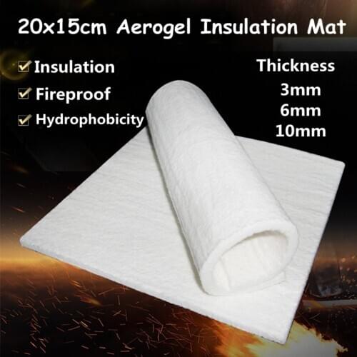 3/6/10mm Super Light Silica Aerogel Insulation Hydrophobic Mat 20x15cm Water Pipe High Temperature Resistance