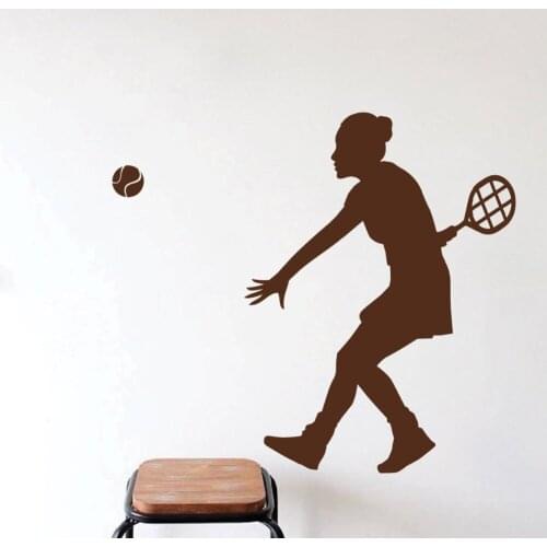 Tennis Player Wall Decal Girls Rooms Tennis Vinyl Wall Stickers Sports Gym Modern Home Decor Kids Rooms Art Mural Removable SY22